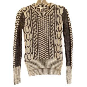BCBGENERATION BLACK/GRAY CABLE KNIT SWEATER SZ XS